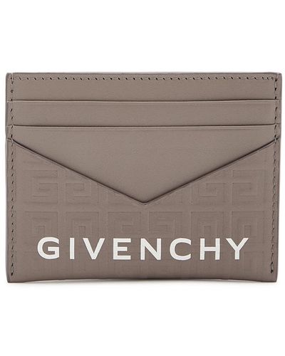 Givenchy Cut Out Logo Leather Card Holder - Grey