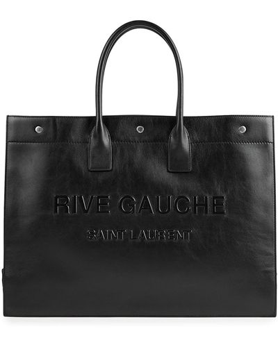 Saint Laurent Rive Gauche Leather Tote, Tote Bag, , Leather - Black