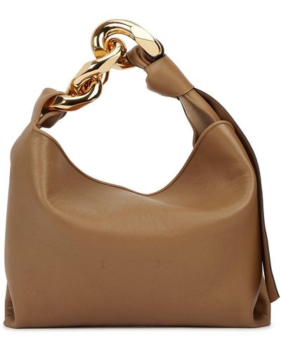 JW Anderson Small Brown Chain-embellished Leather Hobo Bag