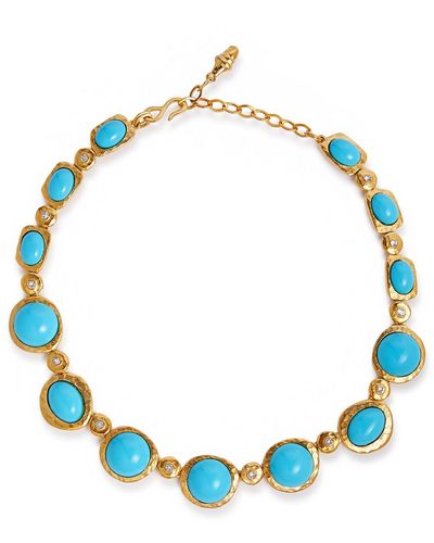 Kenneth Jay Lane Cabochon And Crystal-embellished Necklace - Blue