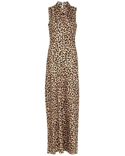 Veronica Beard Kura Leopard-print Stretch-silk Maxi Dress - Natural