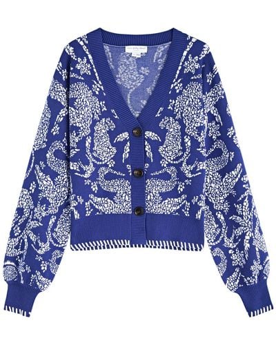 Never Fully Dressed Mosaic Knitted Cardigan - Blue