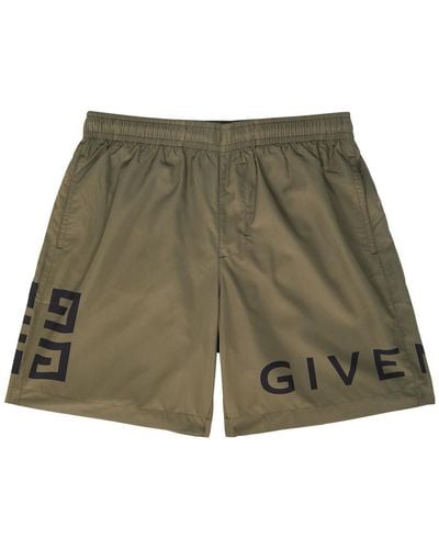 Givenchy Logo-Print Shell Swim Shorts - Green