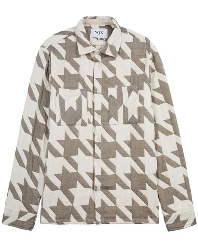 Wax London Whiting Houndstooth Cotton-blend Overshirt - White