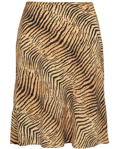 RIXO London Bea Tiger-print Silk-chiffon Mini Skirt - Natural