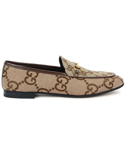 Gucci Jordaan Gg-Monogrammed Canvas Loafers - Natural