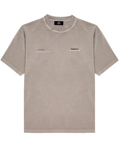 Represent Patron Of The Club Printed Cotton T-Shirt - Grey