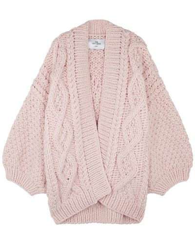 Mr. Mittens Chunky Cable-Knit Wool Cardigan - Pink