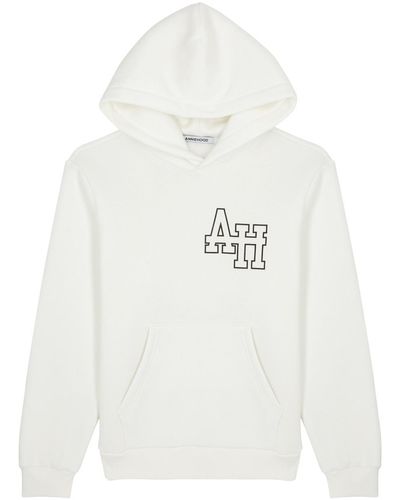 Annie Hood University Printed Hooded Cotton Sweatshirt - White