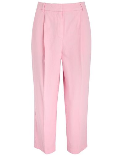 YMC Market Cropped Straight-Leg Twill Pants - Pink