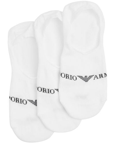 Emporio Armani Logo Cotton-blend Sneaker Socks - White