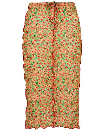 Siedres Joa Floral-Print Jersey Midi Skirt - Multicolour