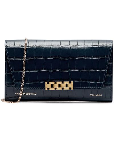 Victoria Beckham Crocodile-effect Leather Wallet-on-chain - Blue