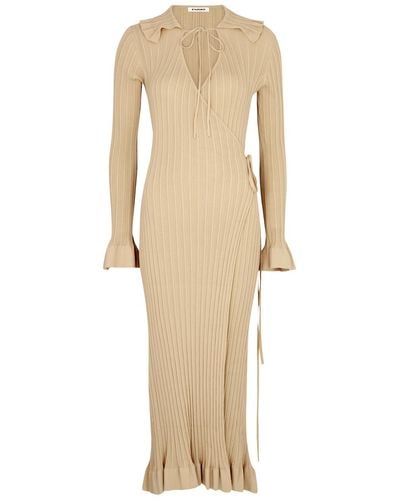 By Malene Birger Gianina Ribbed Cotton-blend Maxi Dress - Natural
