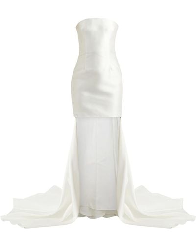 Solace London Neva Strapless Satin Mini Dress - White