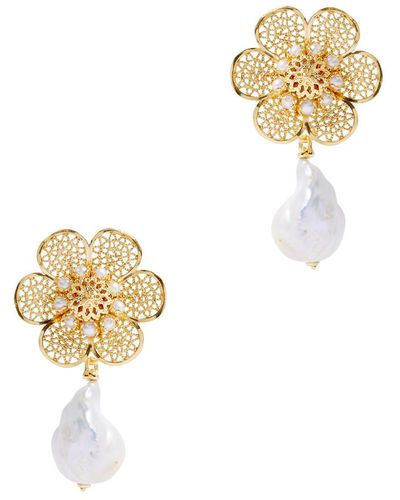 SORU Florissima 24kt Gold-plated Drop Earrings - White