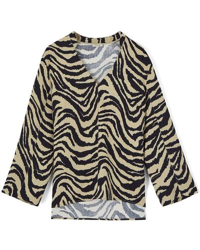 Jigsaw Zebra Ikat Tunic Top - Black