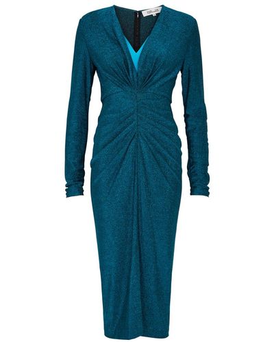 Diane von Furstenberg Hades Glittered Stretch-jersey Midi Dress - Blue