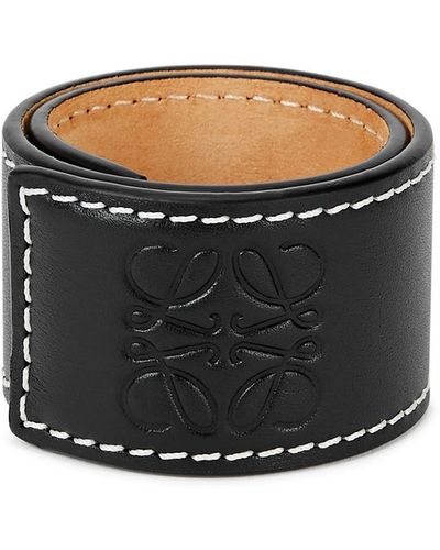 Loewe Logo-embossed Leather Bracelet - Black