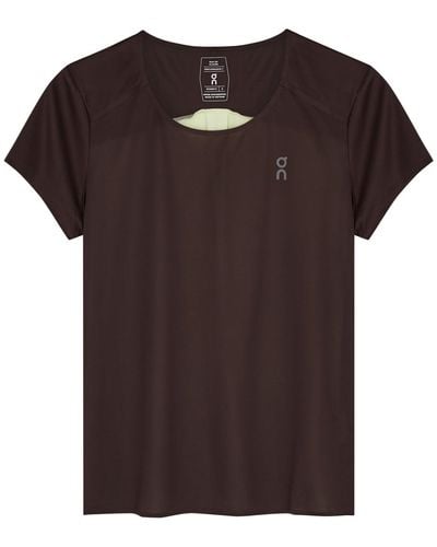 On Shoes Performance Panelled Jersey T-Shirt - Brown