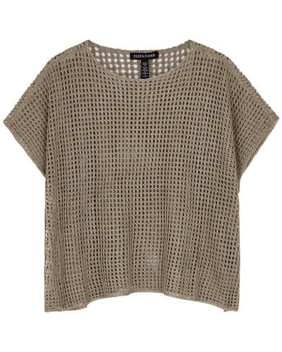 Eileen Fisher Open-knit Linen Top - Natural