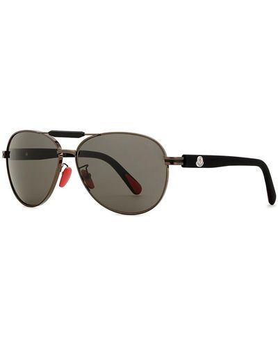 Moncler Aviator-Style Sunglasses, Sunglasses, Designer-Engraved Lenses - Grey