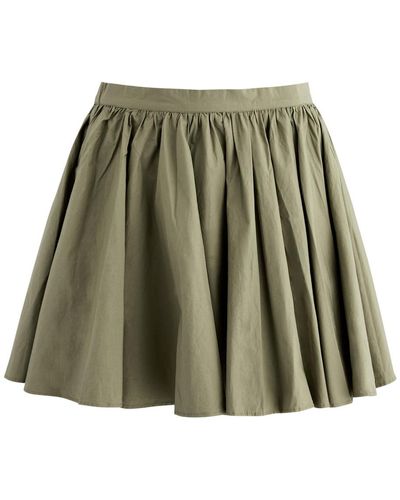 Free People Gaia Pleated Cotton Mini Skirt - Green