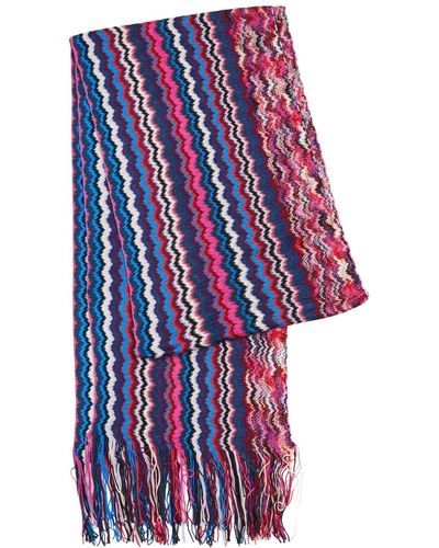 Missoni Zigzag-intarsia Knitted Scarf - Red