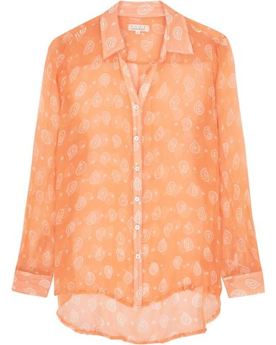 Cloe Cassandro Elodie Printed Silk-chiffon Shirt - Orange