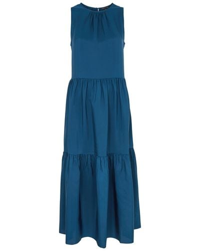Eileen Fisher Tiered Silk Midi Dress - Blue