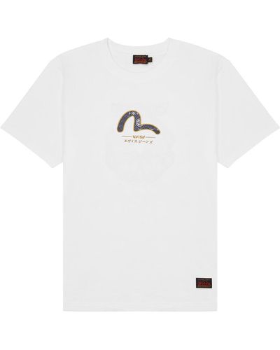 Evisu Logo-embroidered Cotton T-shirt - White
