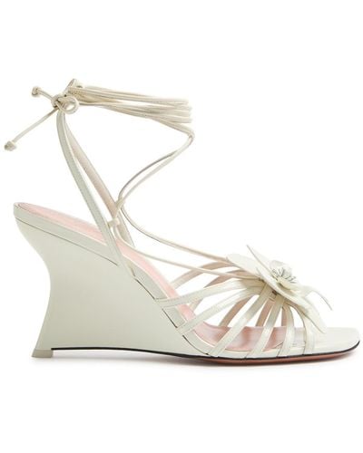 Zimmermann Orchid 85 Patent Leather Wedge Sandals - Natural