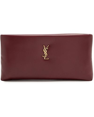 Saint Laurent Calypso Padded Leather Pouch - Purple