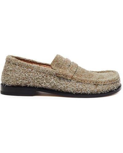 Loewe Campo Brushed Suede Loafers - Brown