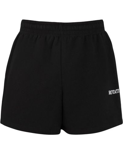 ROTATE SUNDAY Logo-Embroidered Cotton Shorts - Black