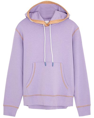 Moncler Hooded Cotton-Blend Sweatshirt - Purple