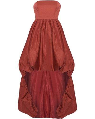 True Decadence Burgundy Strapless High Low Dress - Red