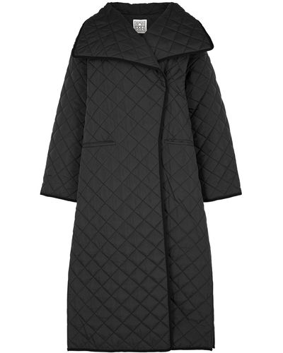 Totême Quilted Longline Shell Coat - Black