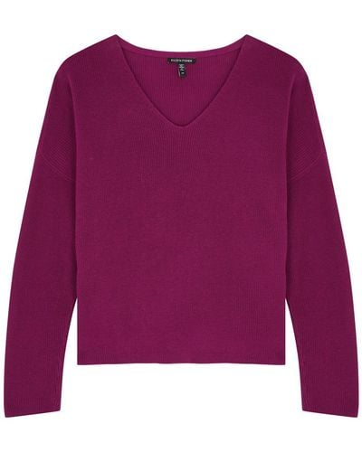 Eileen Fisher Ribbed Cotton Sweater - Purple