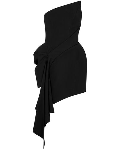 Mugler Asymmetric Strapless Twill Mini Dress - Black