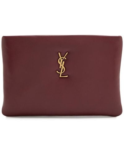 Saint Laurent Calypso Small Padded Leather Pouch - Purple