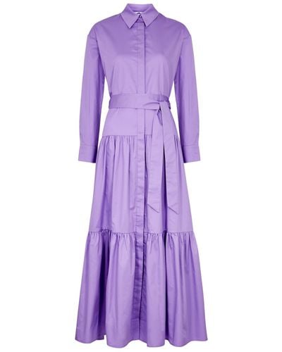 Evi Grintela Thea Cotton-poplin Maxi Shirt Dress - Purple