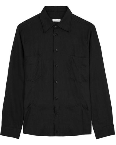 Gusari Utility Linen Shirt - Black
