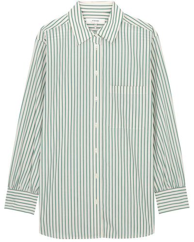FRAME Oversized Striped Cotton Poplin Shirt - Green