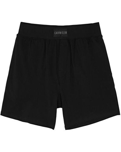 Calvin Klein Logo Stretch-Cotton Shorts - Black