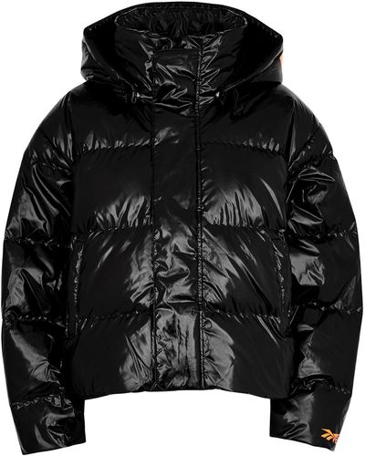 Reebok X Victoria Beckham Logo Hooded Quilted Shell Coat - Black