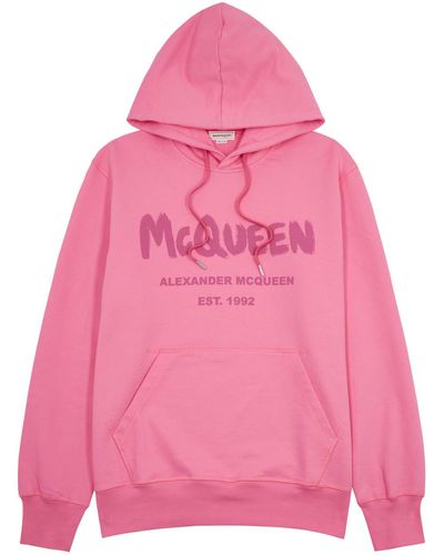 Alexander McQueen Logo Hooded Cotton Sweatshirt - Pink