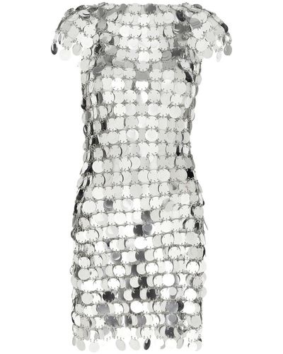 Rabanne Paco Paillette Chainmail Mini Dress - White