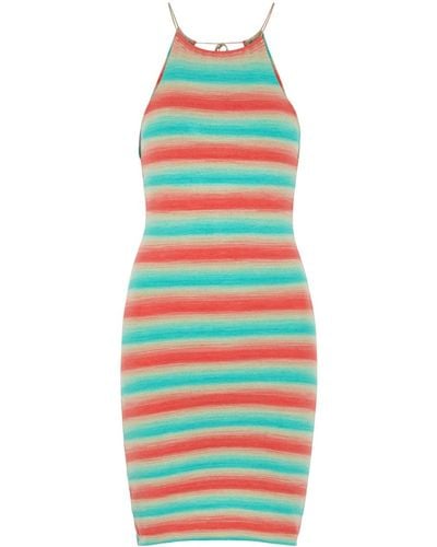 GIMAGUAS Serena Striped Stretch-cotton Mini Dress - Blue