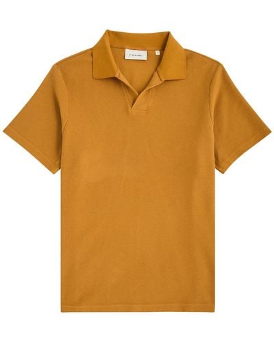 FRAME Waffle-Knit Cotton Polo Shirt - Orange